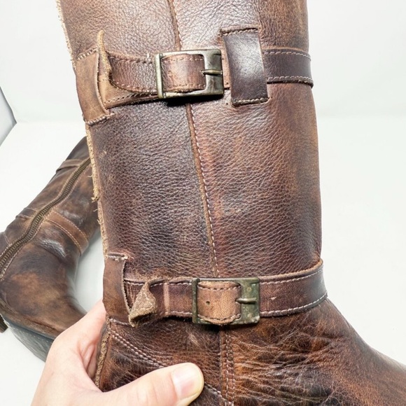 Bed Stu Brown Leather Engineer Boots Women's US Size 6.5 Made in Mexico Mid-Calf - Picture 4 of 8